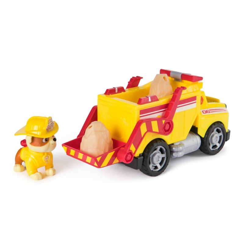 PAW Patrol PATRULLA CANINA - Pack Camión Volquete de Bomberos + Figura Rubble + Proyectiles - Patrulla Canina Juguetes - Regalo