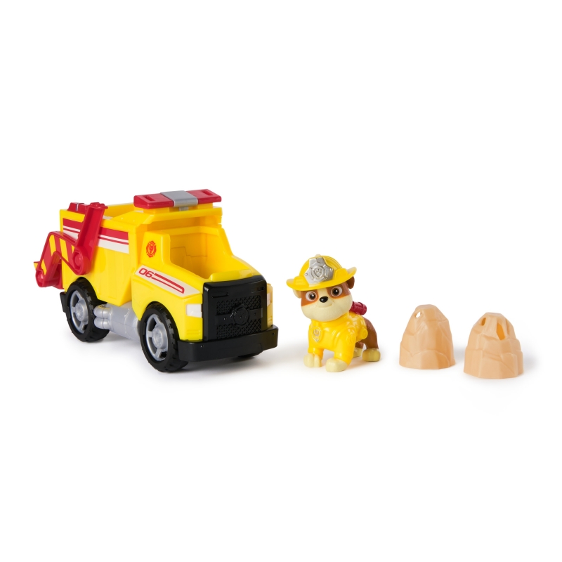 PAW Patrol PATRULLA CANINA - Pack Camión Volquete de Bomberos + Figura Rubble + Proyectiles - Patrulla Canina Juguetes - Regalo