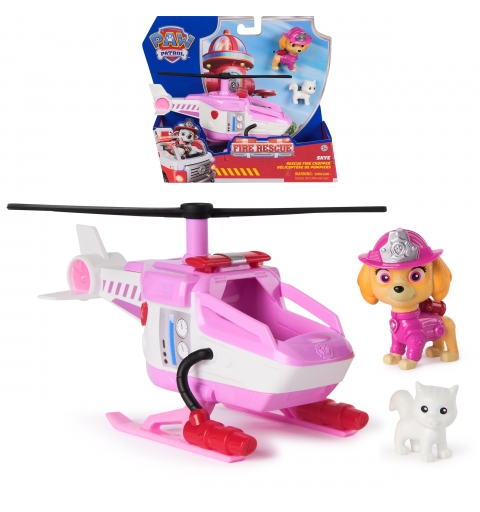 PAW Patrol Fire Rescue - Skyes Rettungshubschrauber mit Skye Hundefigur und Katzenfigur