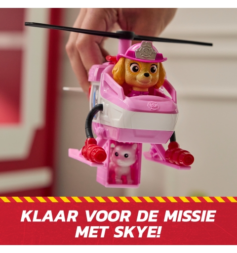 PAW Patrol Fire Rescue Skye Rescue Fire Chopper with Action Figure, Kitty Friend & Toy Helicopter, Kids Toys for Boys & Girls