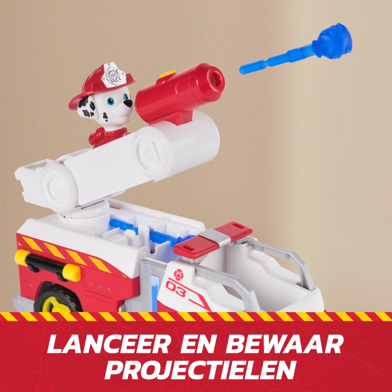 PAW Patrol Fire Rescue Camion dei Pompieri di Marshall con action figure, lanciamissili e camion giocattolo, giocattoli per