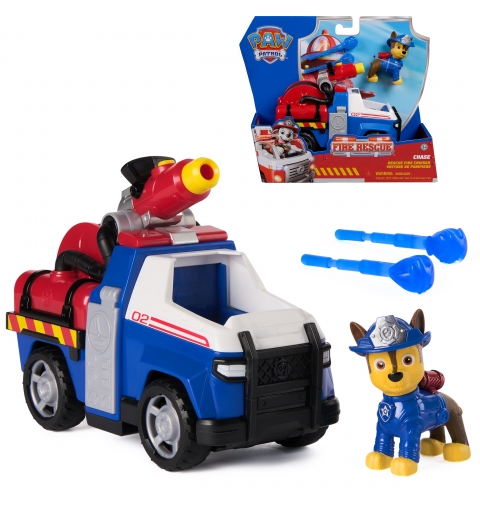 PAW Patrol PATRULLA CANINA - Pack Vehículo de Rescate Bomberos + Figura Chase + Lanzador y Proyectiles - Patrulla Canina