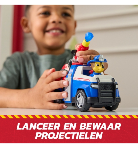 PAW Patrol Fire Rescue Chase Rescue Fire Cruiser with Action Figure, Projectile Launcher, and Toy Truck, Kids Toys for Boys &