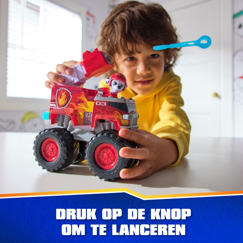 PAW Patrol Rescue Wheels, Camion dei Pompieri di Marshall, Camion Giocattolo con Lanciamissili e Personaggio Collezionabile,