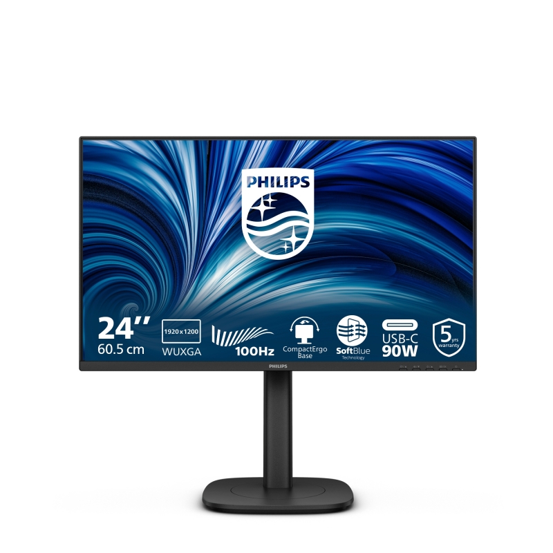 Philips 3000 series 24B2U3301D 00 computer monitor 61.2 cm (24.1") 1920 x 1200 pixels WUXGA LCD Black