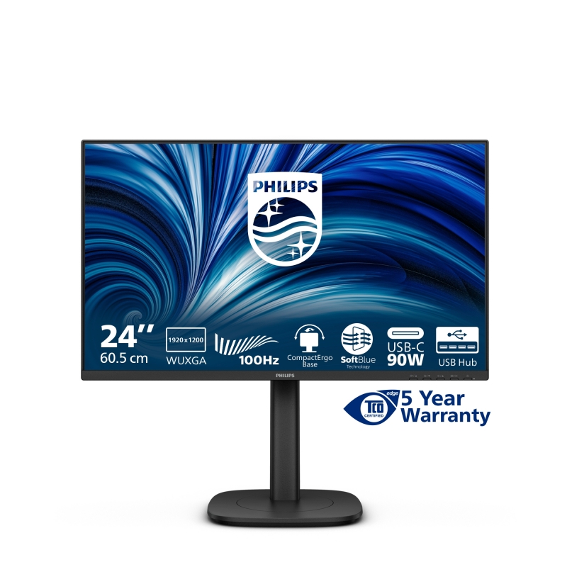 Philips 3000 series 24B2U3301D 00 écran plat de PC 61,2 cm (24.1") 1920 x 1200 pixels WUXGA LCD Noir