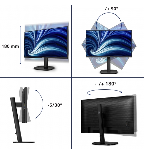 Philips 3000 series 24B2U3301D 00 computer monitor 61.2 cm (24.1") 1920 x 1200 pixels WUXGA LCD Black
