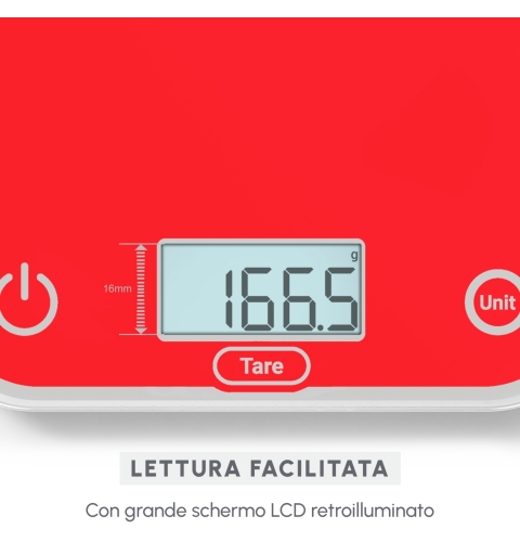 Moulinex BN50U3 kitchen scale Red Countertop Rectangle Electronic kitchen scale