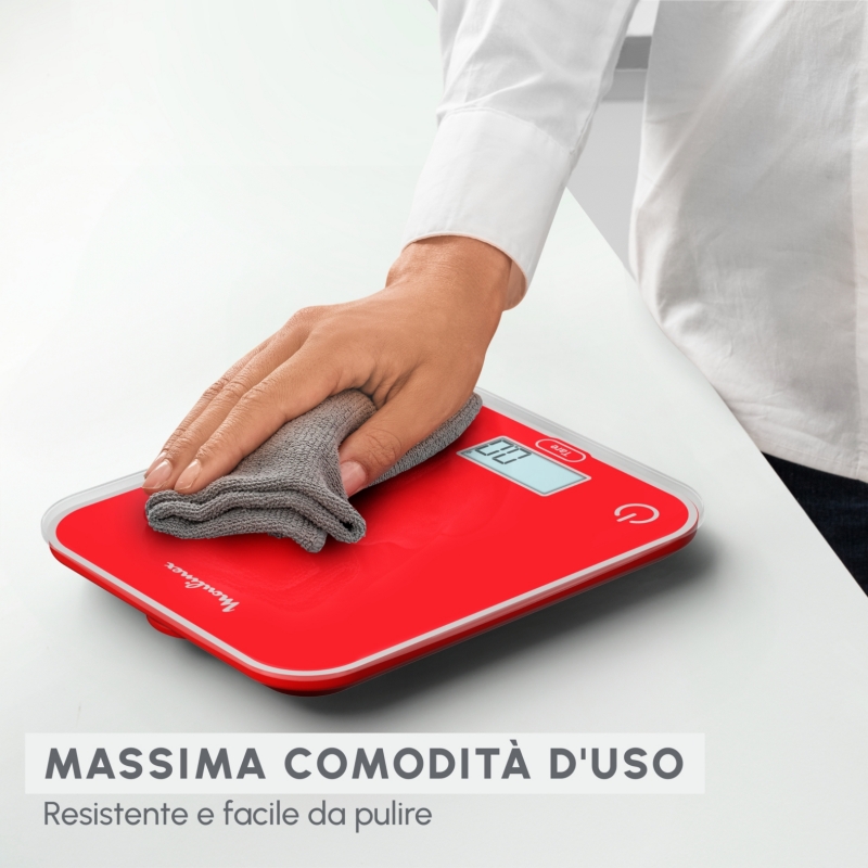 Moulinex BN50U3 bilancia da cucina Rosso Superficie piana Rettangolo Bilancia da cucina elettronica
