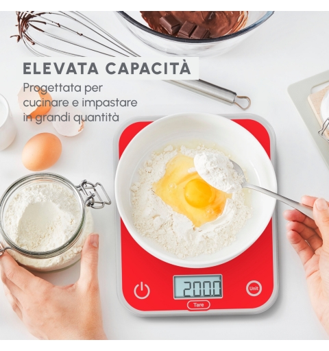 Moulinex BN50U3 bilancia da cucina Rosso Superficie piana Rettangolo Bilancia da cucina elettronica