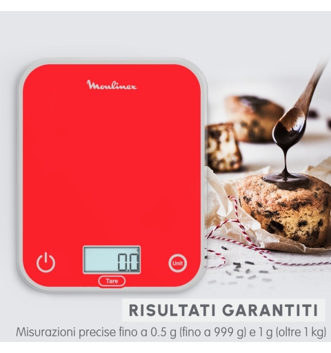 Moulinex BN50U3 escabeaux de cuisine Rouge Comptoir Rectangle Balance de ménage électronique