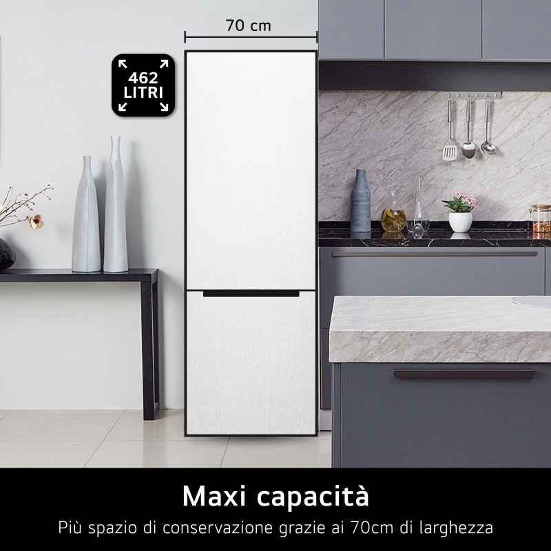 LG GBB566PZHMN Frigorifero combinato 70cm, Classe E, 462L, Wi-Fi, Total no frost, Inox