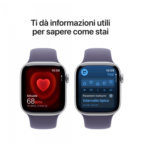 Apple Watch Series 11 GPS 42mm Cassa Alluminio Argento con Sport Band Viola Nebbia - S M
