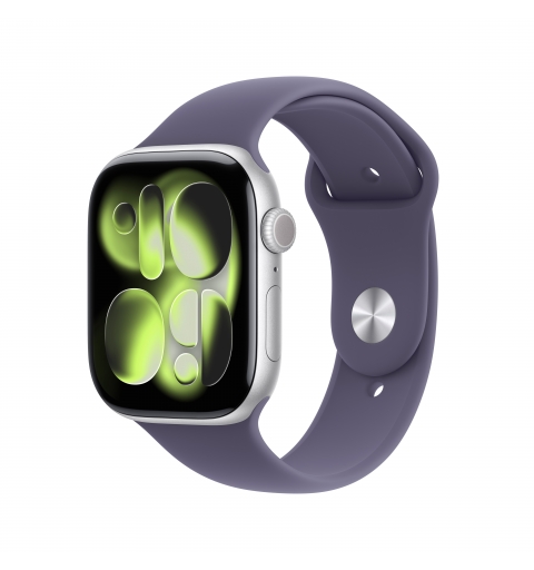 Apple Watch Series 11 GPS 46mm Cassa Alluminio Argento con Sport Band Viola Nebbia - M L