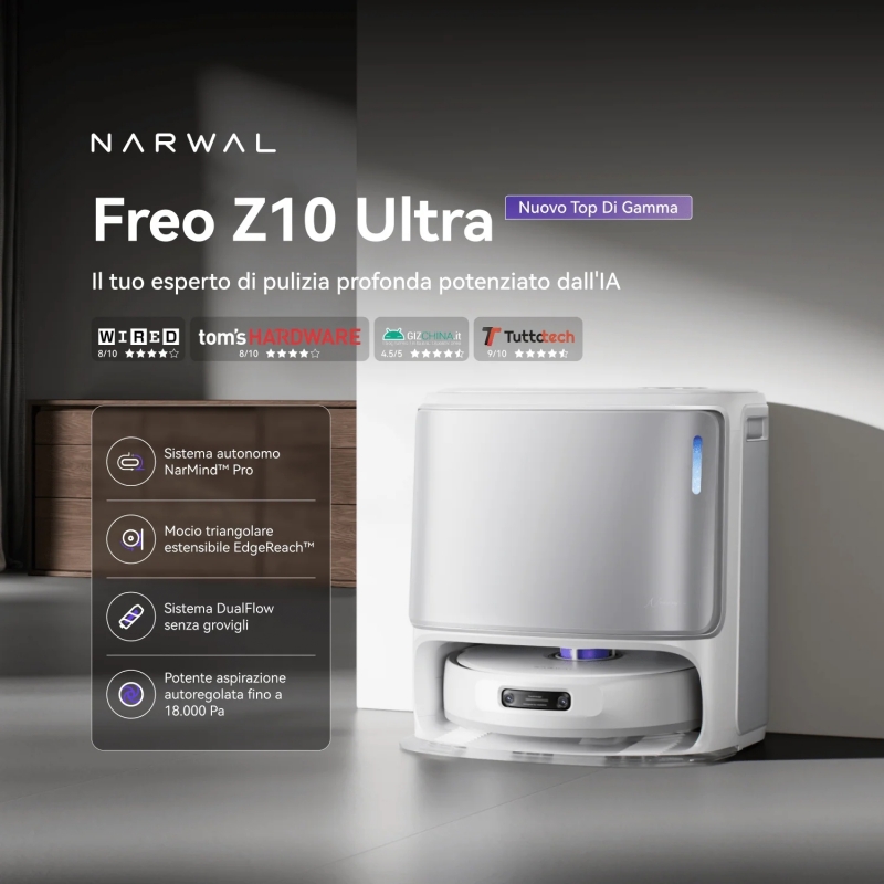 NARWAL FREO Z10 ULTRA (WHITE) aspiradora robotizada 2,5 L Bolsa para el polvo Blanco