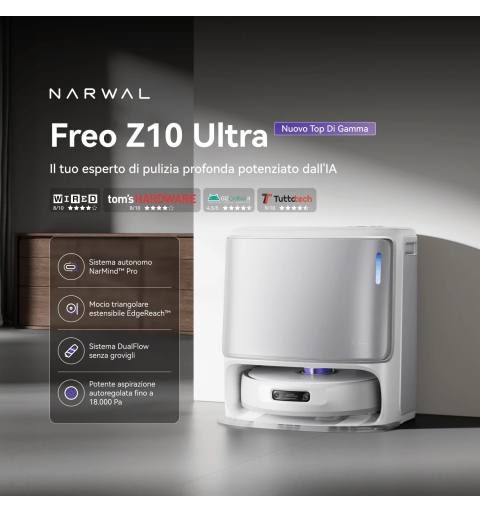 NARWAL FREO Z10 ULTRA (WHITE) aspirapolvere robot 2,5 L Sacchetto per la polvere Bianco