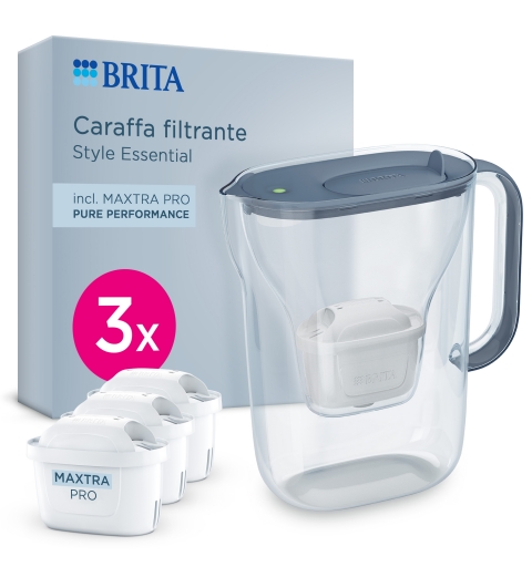 Brita Style Essential stone blue 3 filtri Pitcher water filter 2.4 L Stone colour, Transparent