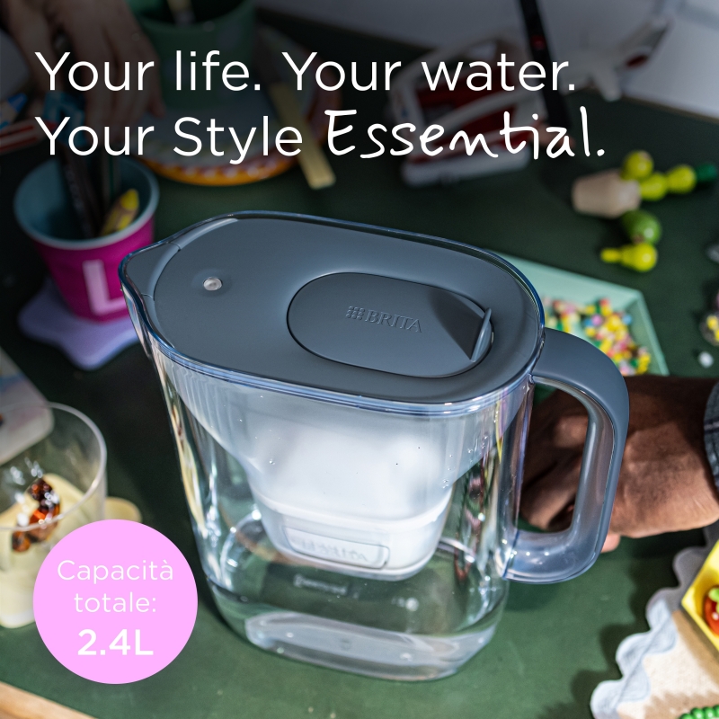 Brita Style Essential stone blue 3 filtri Filtre à eau pour carafe 2,4 L Couleur de la pierre, Transparent