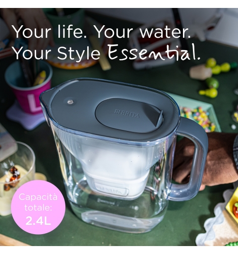 Brita Style Essential stone blue 3 filtri Pitcher-Wasserfilter 2,4 l Steinfarbe, Transparent