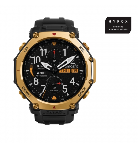 Amazfit T-Rex 3 Pro 3,81 cm (1.5") AMOLED 48 mm Digital 480 x 480 Pixel Touchscreen Gold WLAN GPS