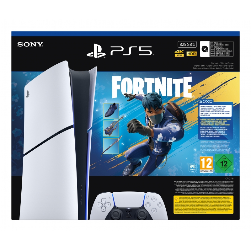 Sony PlayStation 5 Digital Edition - Fortnite Flowering Chaos Bundle 825 GB WLAN Schwarz, Weiß