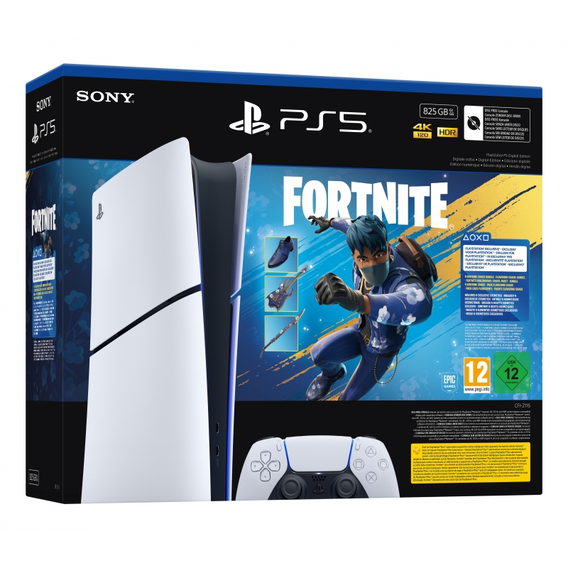 Sony PlayStation 5 Digital Edition - Fortnite Flowering Chaos Bundle 825 GB Wifi Negro, Blanco
