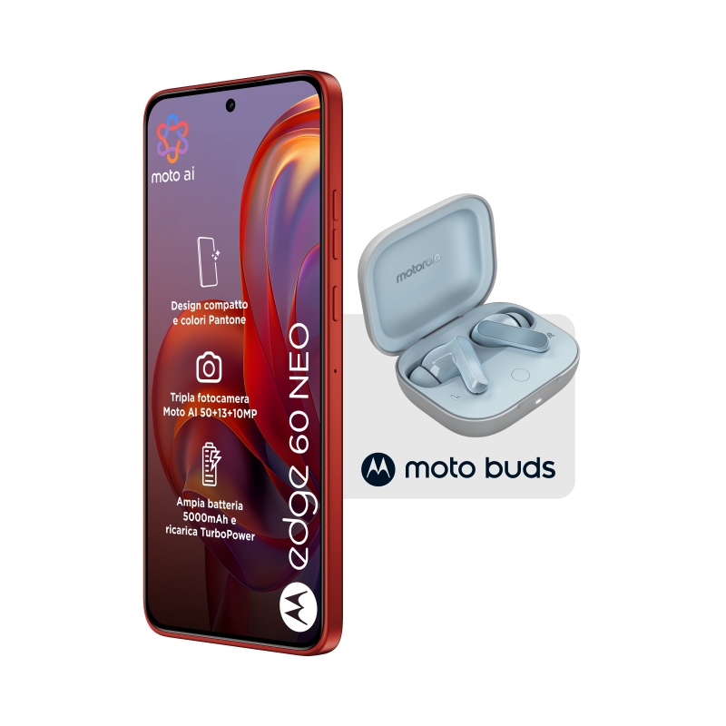 Motorola edge 60 neo + Moto Buds PG38C05749 16.1 cm (6.36") Dual SIM Android 15 5G USB Type-C 8 GB 256 GB 5200 mAh Red