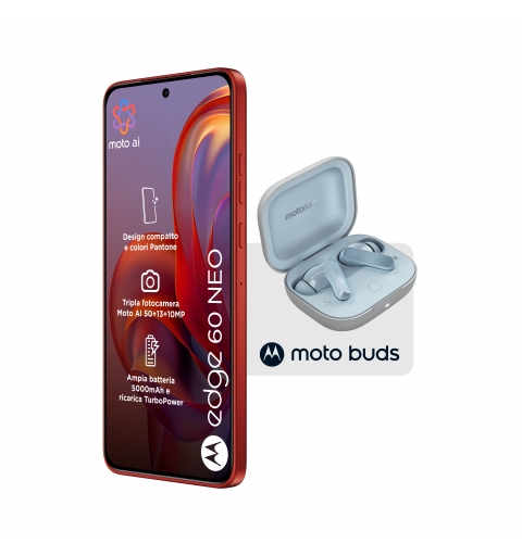 Motorola edge 60 neo + Moto Buds PG38C05749 16,1 cm (6.36") Dual-SIM Android 15 5G USB Typ-C 8 GB 256 GB 5200 mAh Rot