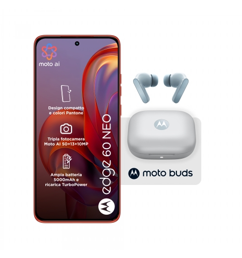 Motorola edge 60 neo + Moto Buds PG38C05749 16,1 cm (6.36") SIM doble Android 15 5G USB Tipo C 8 GB 256 GB 5200 mAh Rojo