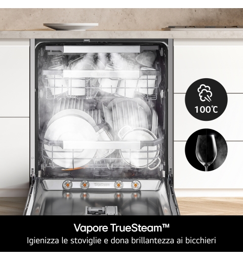 LG DF375HVS Lavastoviglie libera installazione, Classe A, 14 Coperti, Vapore, WI-FI, Grigia