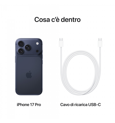 Apple iPhone 17 Pro 16 cm (6.3") SIM doble iOS 26 5G USB Tipo C 512 GB Azul