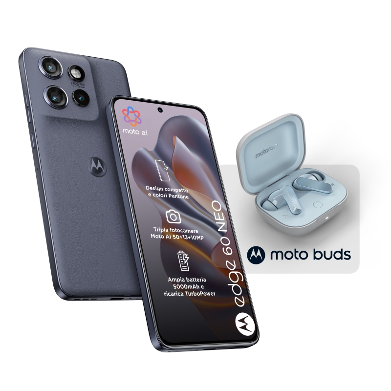 Motorola edge 60 neo + Moto Buds PG38C05749 16,1 cm (6.36") Double SIM Android 15 5G USB Type-C 8 Go 256 Go 5200 mAh Gris