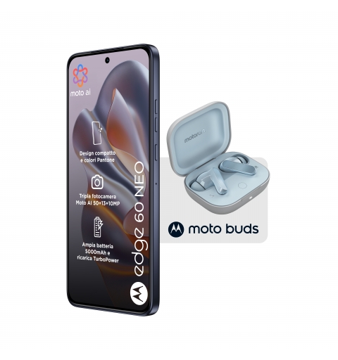 Motorola edge 60 neo + Moto Buds PG38C05749 16,1 cm (6.36") Double SIM Android 15 5G USB Type-C 8 Go 256 Go 5200 mAh Gris