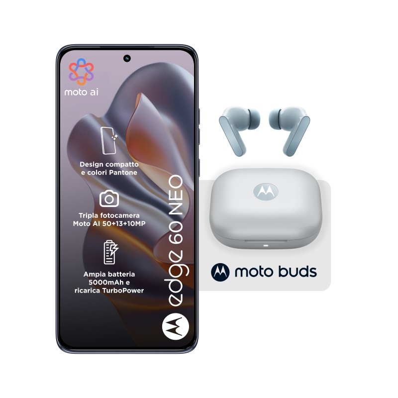 Motorola edge 60 neo + Moto Buds PG38C05749 16,1 cm (6.36") Double SIM Android 15 5G USB Type-C 8 Go 256 Go 5200 mAh Gris