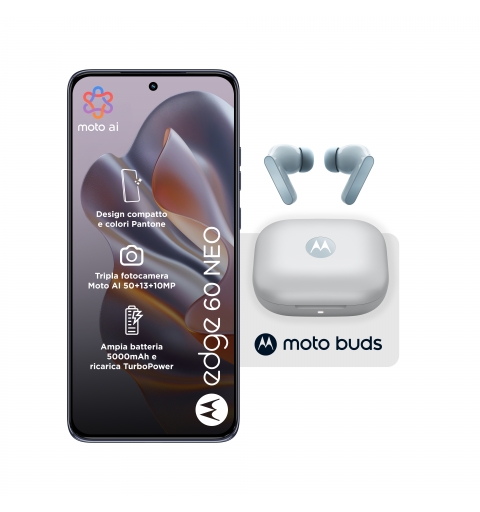 Motorola edge 60 neo + Moto Buds PG38C05749 16,1 cm (6.36") SIM doble Android 15 5G USB Tipo C 8 GB 256 GB 5200 mAh Gris