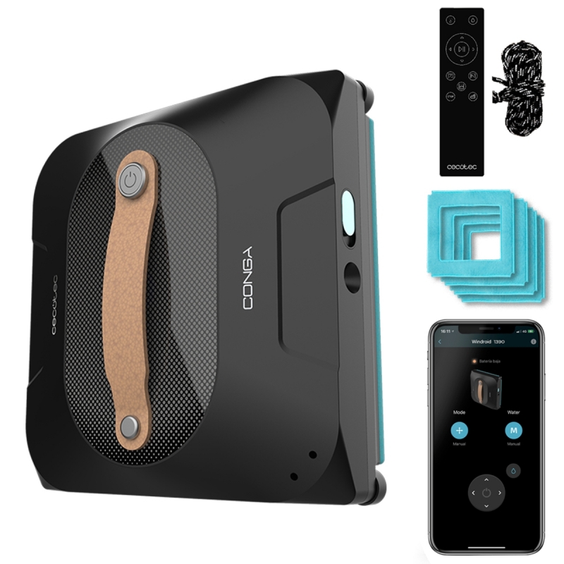 Cecotec Conga Windroid 1390 Double Spray Connected Elektrischer Fensterreiniger Schwarz