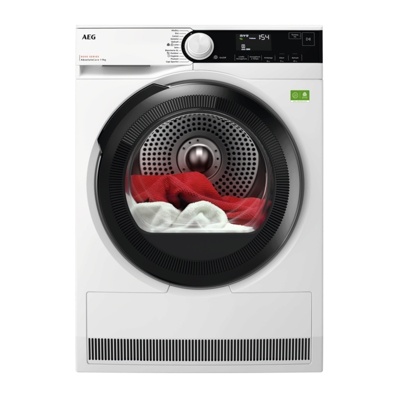 AEG Series 8000 TR8HD9A Wäschetrockner Freistehend Frontlader 9 kg Schwarz, Weiß