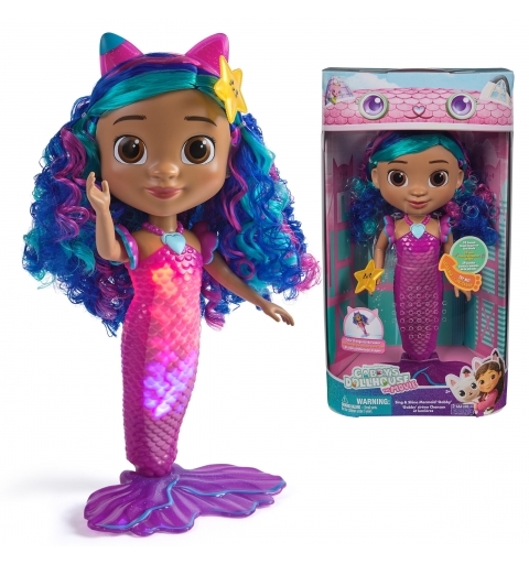 Gabby's Dollhouse The Movie, Sirena Gabby canta y brilla, muñeca de sirena resistente al agua con luces y sonidos, juguetes