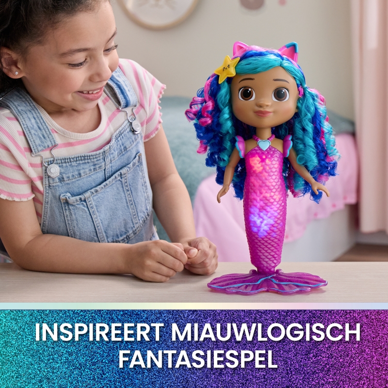 Gabby's Dollhouse The Movie – Sirena Gabby che canta e si illumina, Bambola Sirena Impermeabile con Luci e Suoni | Giocattolo