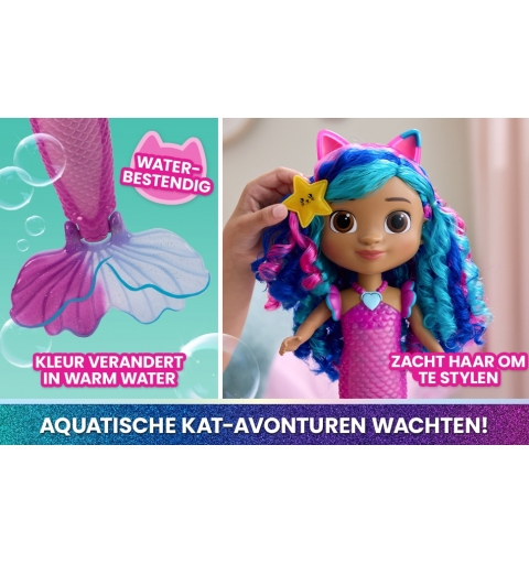 Gabby's Dollhouse The Movie, Sirena Gabby canta y brilla, muñeca de sirena resistente al agua con luces y sonidos, juguetes