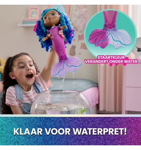 Gabby's Dollhouse The Movie, Sirena Gabby canta y brilla, muñeca de sirena resistente al agua con luces y sonidos, juguetes