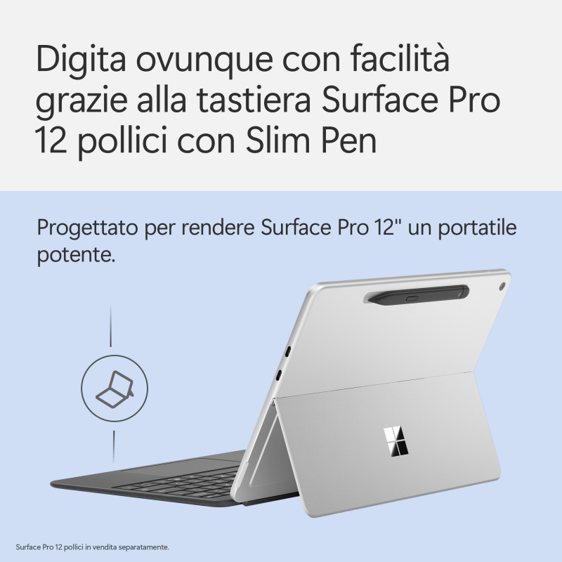 Microsoft Surface Pro 12-inch Keyboard w Slim Pen QWERTY Italien Gris