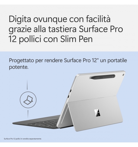 Microsoft Surface Pro 12-inch Keyboard w Slim Pen QWERTY Italienisch Grau
