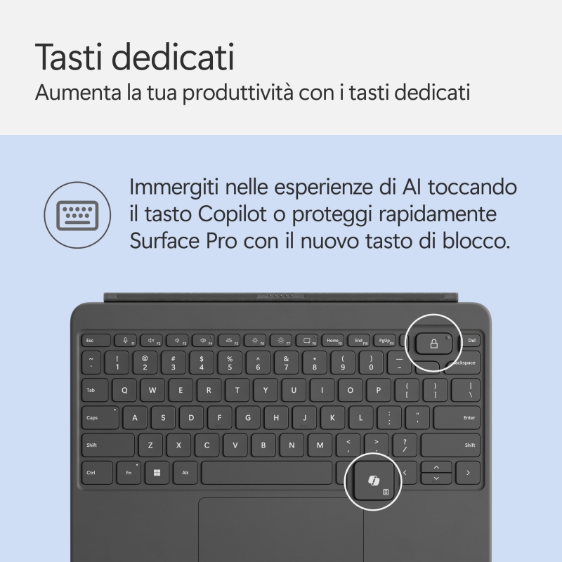 Microsoft Surface Pro 12-inch Keyboard w Slim Pen QWERTY Italien Gris