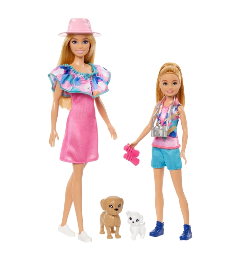 Barbie & Stacie Sister Doll Set with 2 Pet Dogs & Accessories