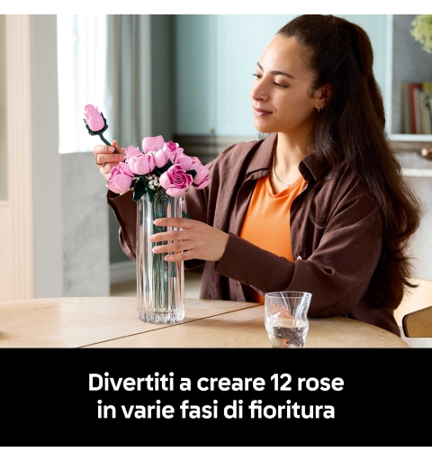 LEGO Botanicals Bouquet di rose rosa