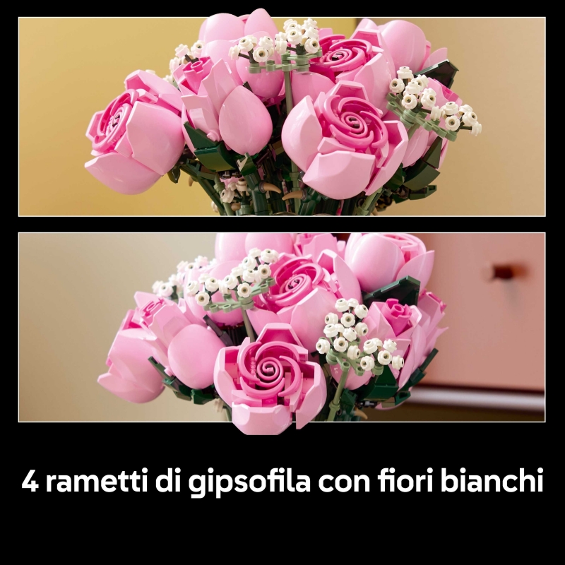 LEGO Botanicals Bouquet di rose rosa