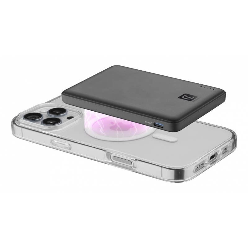 Cellularline Power Bank MAGSAFE 5000 Power Bank MagSafe 5.000 è il caricabatterie wireless e portatile con tecnologia MagSafe