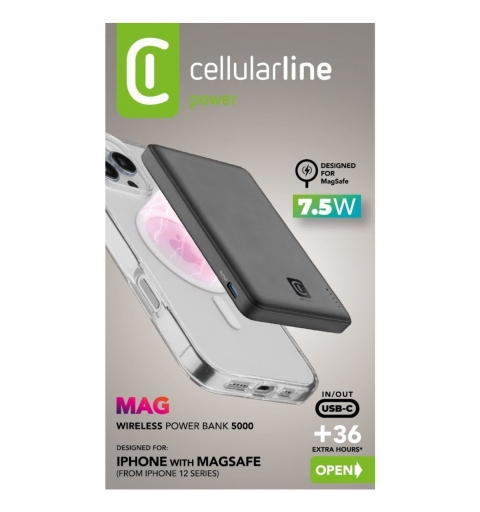 Cellularline Power Bank MAGSAFE 5000 Power Bank MagSafe 5 000 est le chargeur sans fil et portable avec la technologie MagSafe