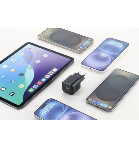 Cellularline MULTIPOWER 2 GAN ENTRY A+C 30W Cargador de pared compacto de 30W con 2 puertos USB-C y USB-A con tecnología GaN